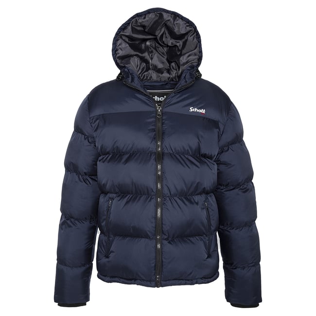 Doudoune à capuche bleu marine <span itemprop=