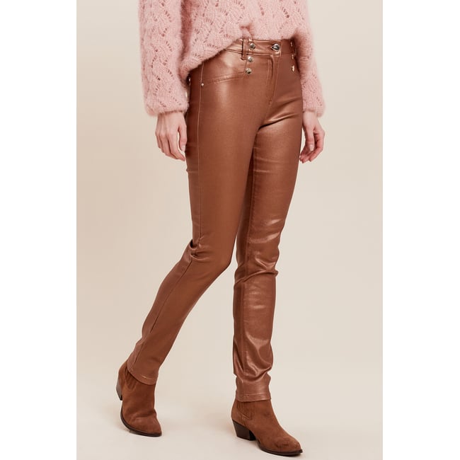 Pantalon IKKS Slim Marron/ocre - Taille 36 (équivalent 26) - Coton - Occasion TBE