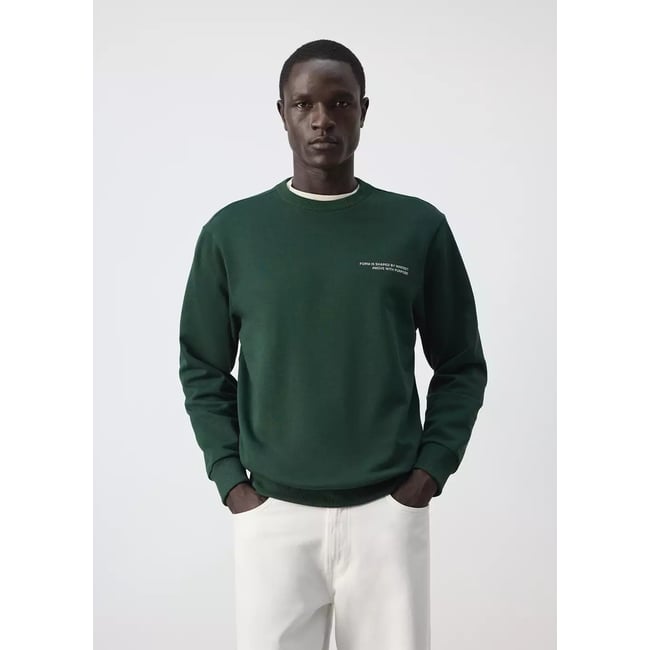 Sweat en coton 100 % imprimé vert billard <span itemprop=