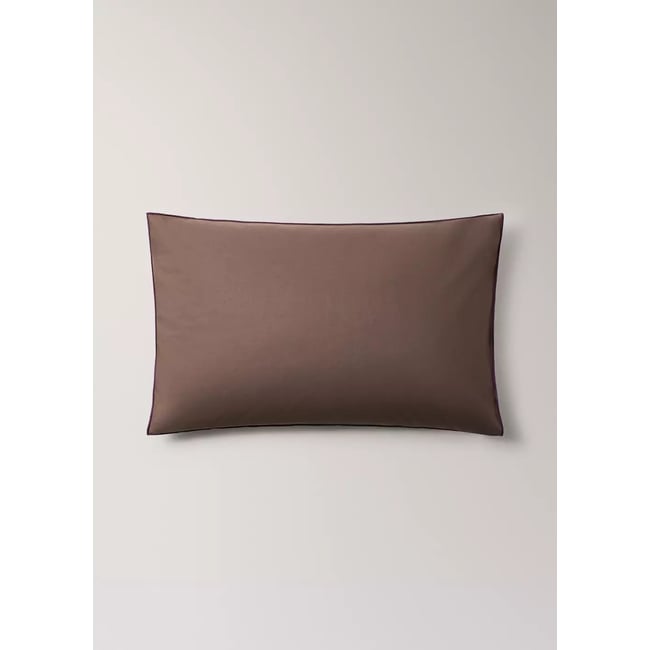 Taie d'oreiller 100 % percale de coton 50x75 cm marron <span itemprop=