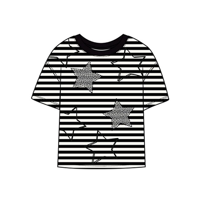 T-shirt en maille fille rayé avec étoiles multicolore <span itemprop=