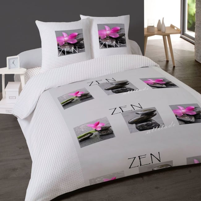 Parure de lit 4 pièces 100% coton GALET v002229 <span itemprop=