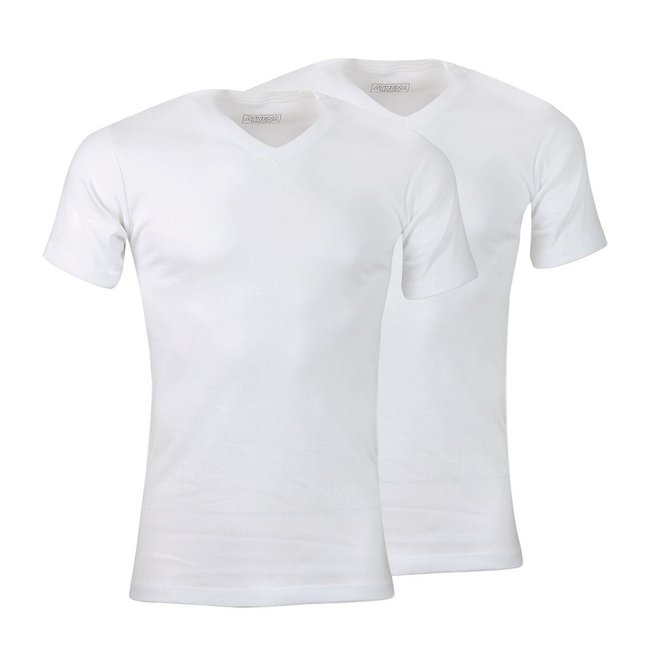 Pack of 2 T-Shirts in Cotton with V-Neck, white/white, ATHENA