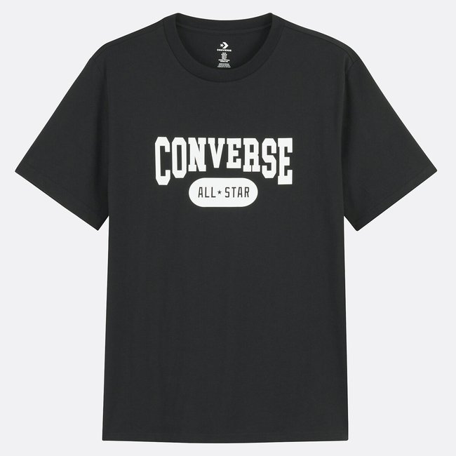 Retro Logo T-Shirt with Short Sleeves, black, CONVERSE