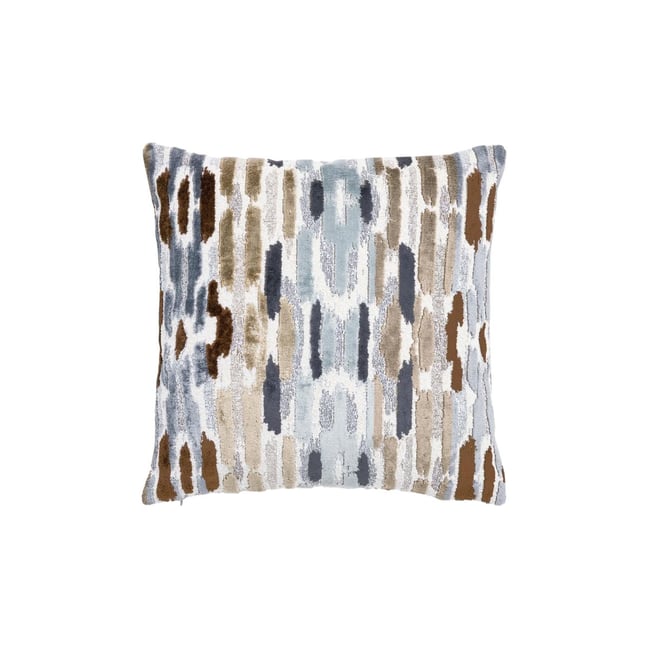Coussin hugo en velours coupé style abstrait gris <span itemprop=