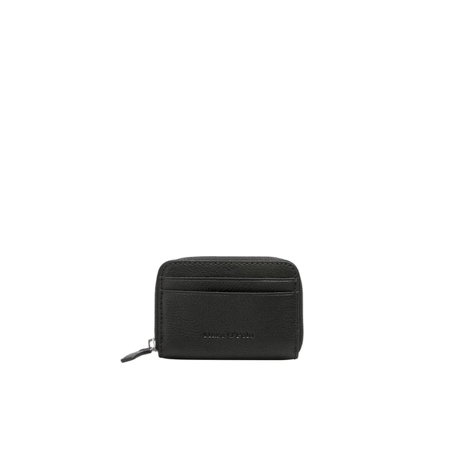 Portefeuille zippé en cuir de qualité supérieure noir <span itemprop=
