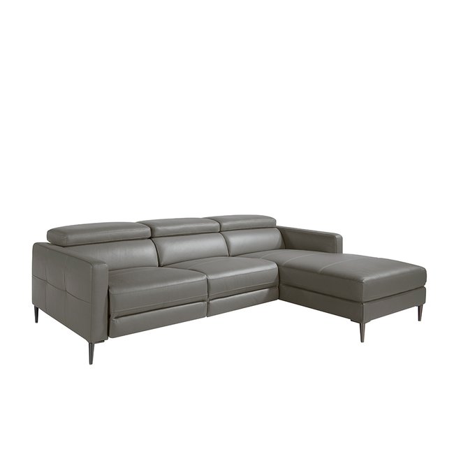 Canapé d'angle en cuir avec relax Couleur gris | acier <span itemprop=