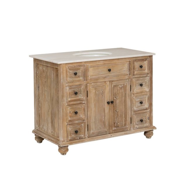 Meuble sous vasque en bois massif OCTAVIE Couleur bois clair <span itemprop=