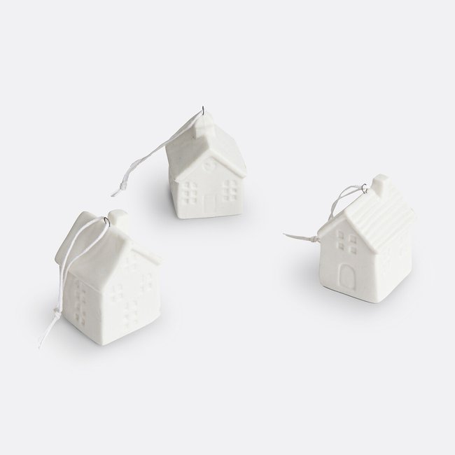 Set of 3 Caspar Porcelain House Hanging Decorations white LA REDOUTE INTERIEURS