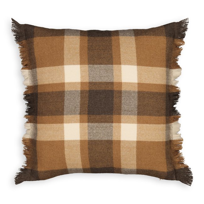 Funda de cojín de cuadros 45x45 cm, Vilem marrón <span itemprop=