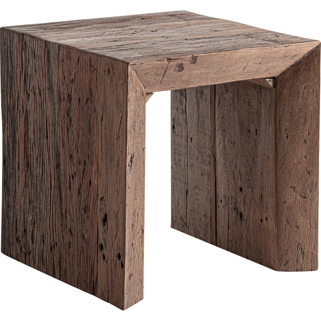 Table basse rustique en bois Couleur brun finition vieillie <span itemprop=