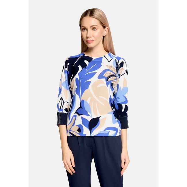 Pull-over en maille à imprimé light blue/cream <span itemprop=