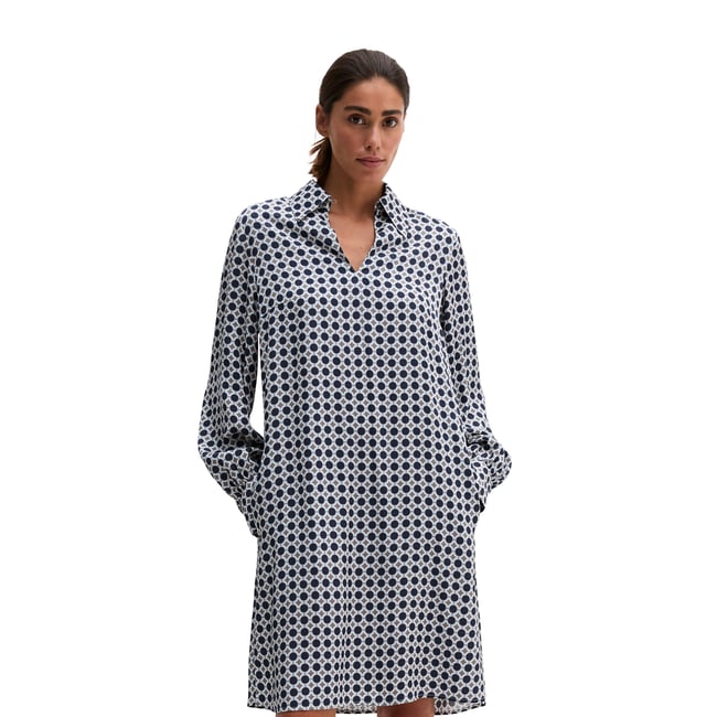 Robe imprimée coupe classique en twill de viscose de qualité supérieure bleu <span itemprop=