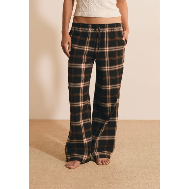 Pantalon de pyjama à carreaux en coton BELINAY anthracite <span itemprop=