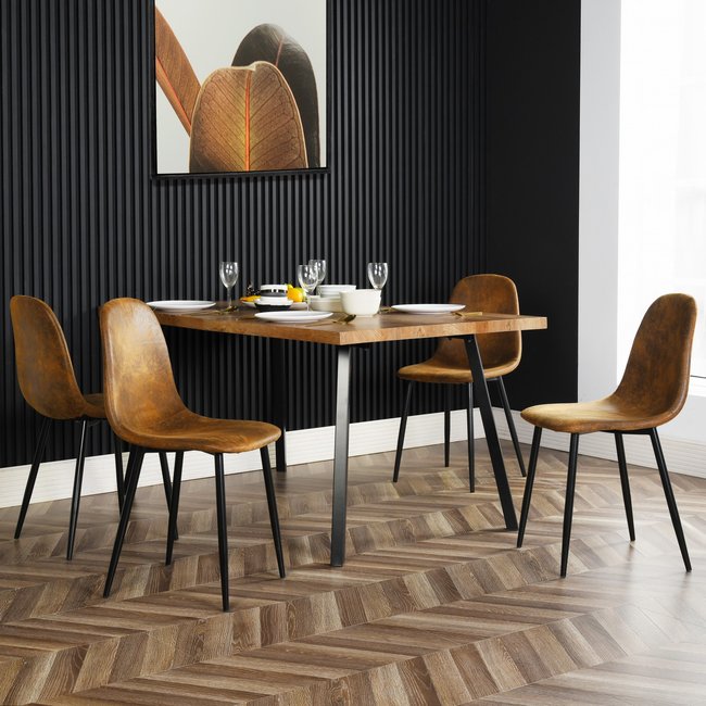 Lot de 4 chaises de salle à manger industriel, CHARLTON S Couleur marron <span itemprop=