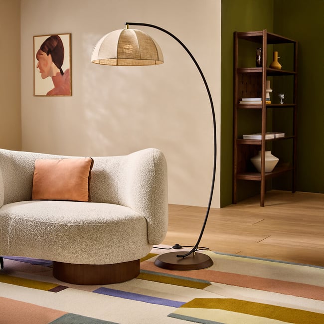 MADE.COM Benny Arching Floor Lamp, cream, MADE