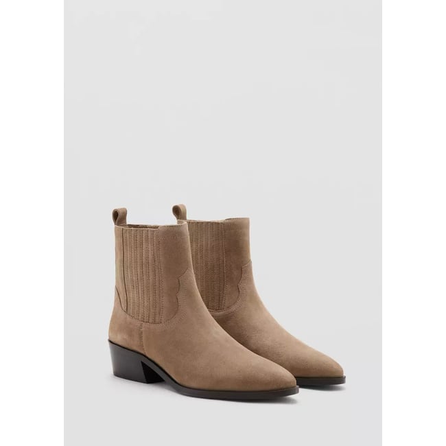 Bottine talon suède sable <span itemprop=