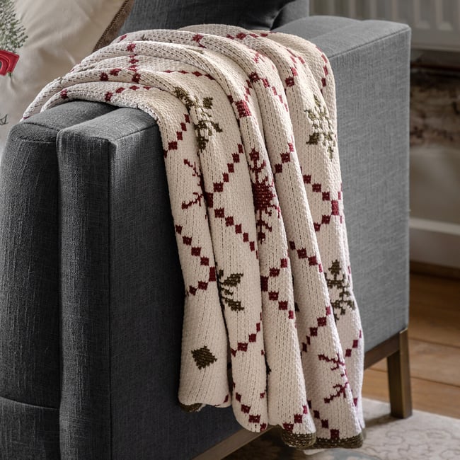Fairisle Weave Chenille Woven Throw, green, ÉDITÉ