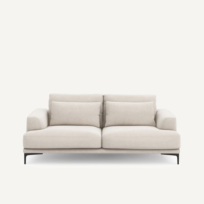 Canapé 3 places, en toile chinée, MARSILE Couleur ivoire <span itemprop=