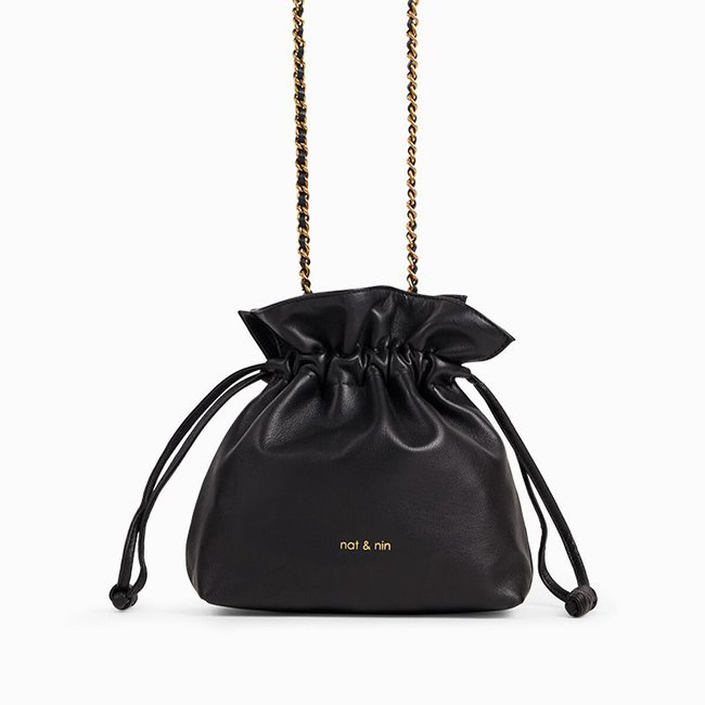 Sac bourse en cuir flores noir Nat Nin La Redoute