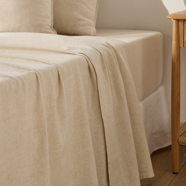 Drap plat en coton/lin lavé, Marnie - LA REDOUTE INTERIEURS