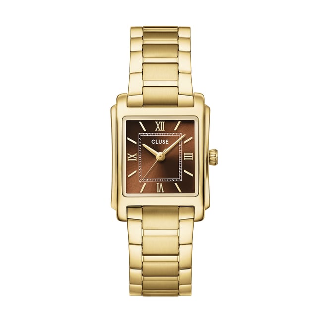 Montre Analogique  ANGLÉE doré marron foncé doré <span itemprop=