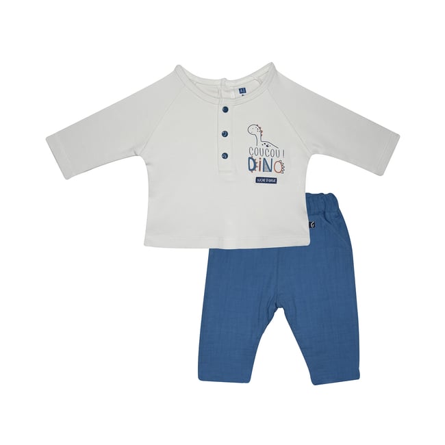 Ensemble tshirt manches longues et pantalon pacifique bleu <span itemprop=