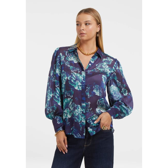 Blouse Imprimé Floral bleu floral <span itemprop=