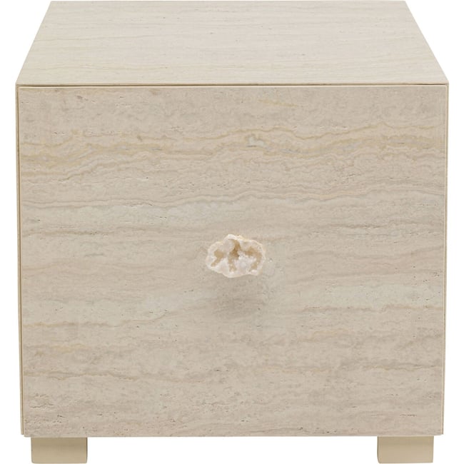 Chevet 1 tiroir imitation pierre, TRAVERTINO Couleur beige <span itemprop=