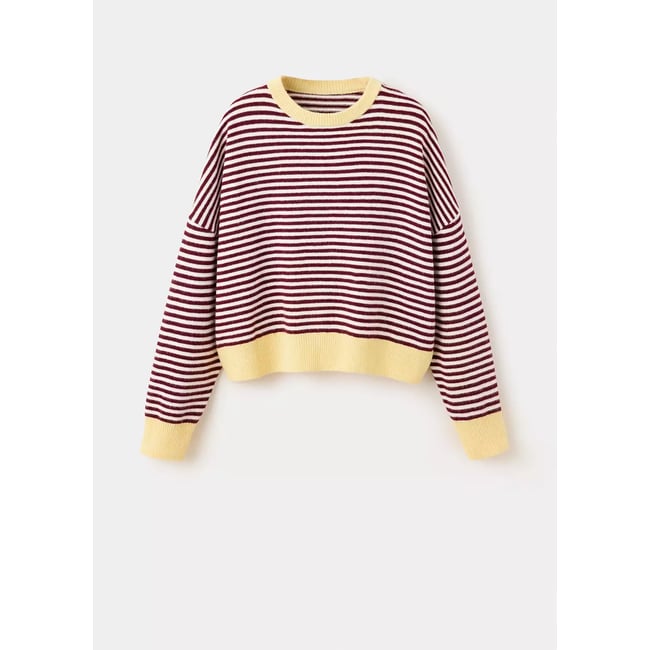 Pull-over à rayures contrastantes bordeaux <span itemprop=