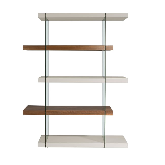 Etagère en bois noyer et verre Couleur gris | noyer | verre <span itemprop=