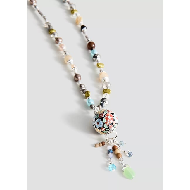 Collier perles combinées argent <span itemprop=