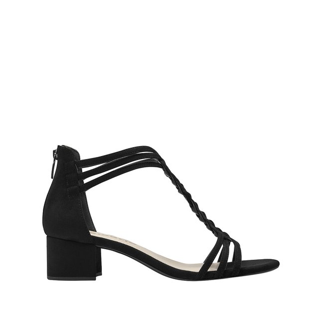 T-Bar Sandals with Low Heel, black, TAMARIS