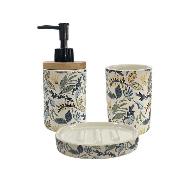 Set salle de bain végétal 3 pièces céramique JUNGLE Couleur v002232 <span itemprop=
