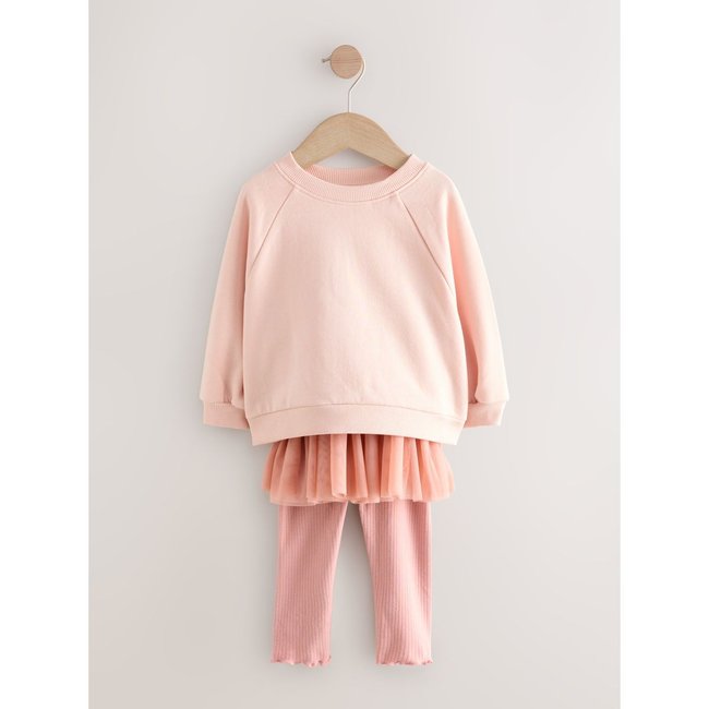 Ensemble sweat et legging à jupe, 2 pièces rose <span itemprop=