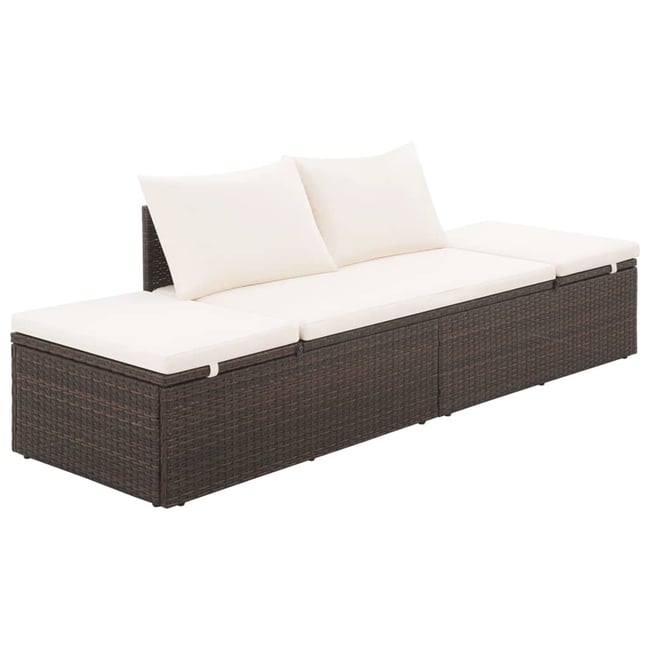 Lit de jardin en résine tressée avec coussin - HOME MAISON