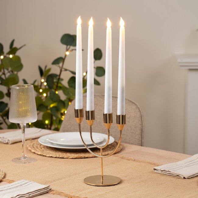 20.5cm Gold 4-Arm Candle Holder, gold-coloured, SO'HOME