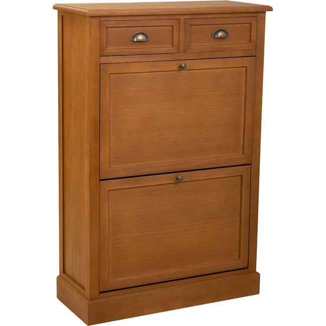 Meuble à chaussures en bois avec tiroirs Couleur bois naturel miel chaleureux <span itemprop=