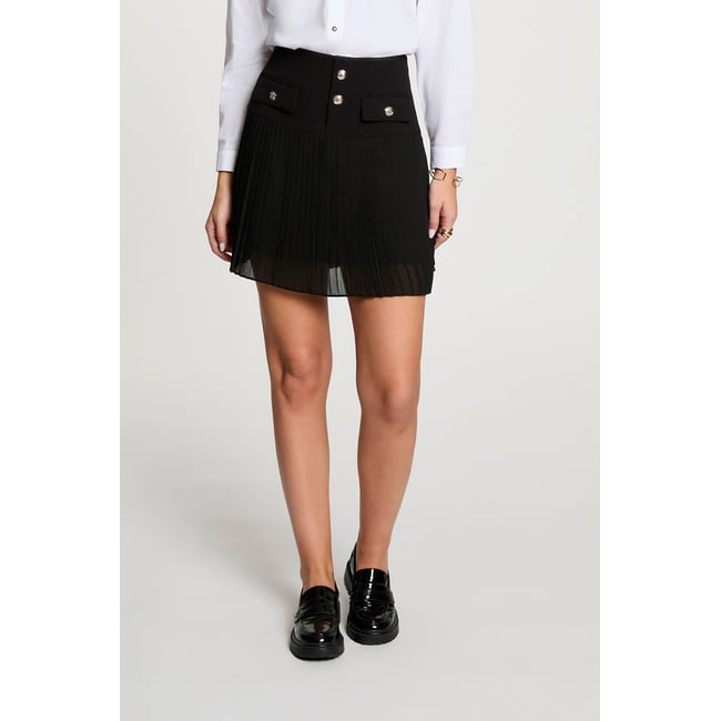 Jupe courte plissée noir <span itemprop=