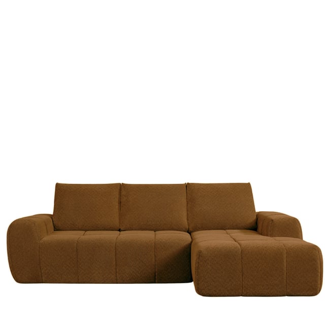 Canapé d'angle droit compressé 3,5 places en tissu- LOUIS Couleur bronze <span itemprop=