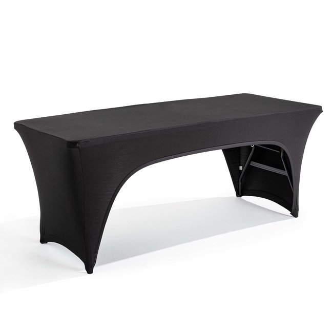 Nappe housse noire pour table pliante 180cm double ouverture noir <span itemprop=