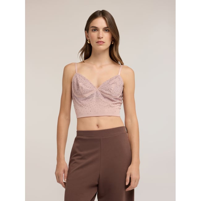 Top court avec micro-strass rosa cipria <span itemprop=