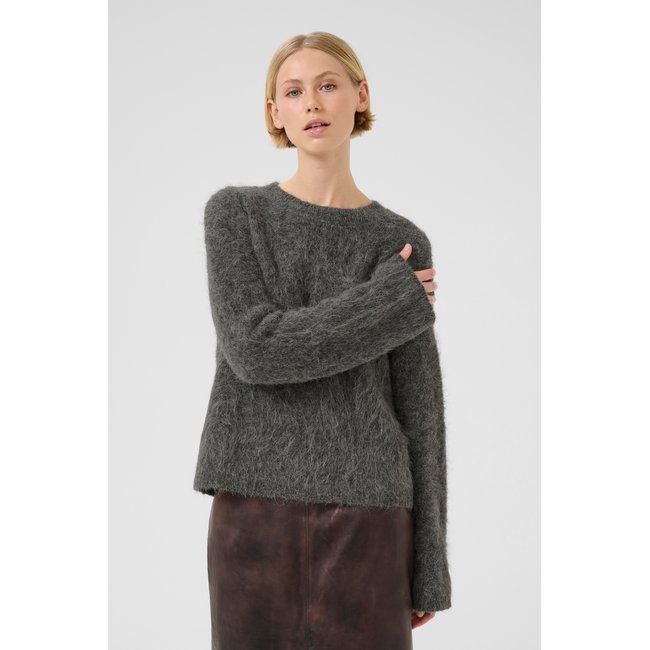 Pullover tricoté gris dark gray melange <span itemprop=