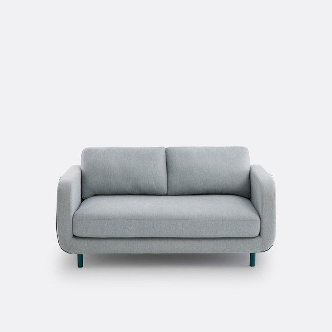2-Sitzer-Sofa Jimba, Strukturgewebe grau/blau <span itemprop=