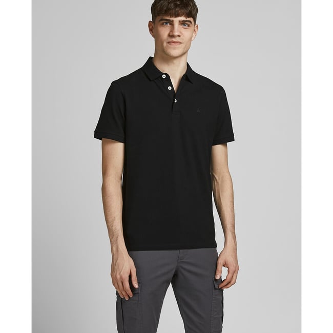 Футболка-поло с короткими рукавами из трикотажа пике черный JACK & JONES