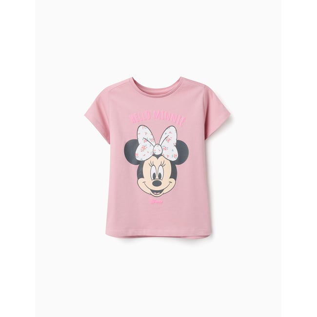 T-shirt en coton avec imprimé Minnie rose clair <span itemprop=