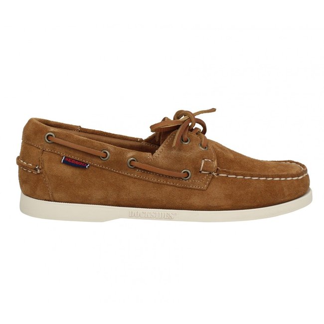 Mocassin Basse Cuir Sebago Portland Flesh Out cognac <span itemprop=