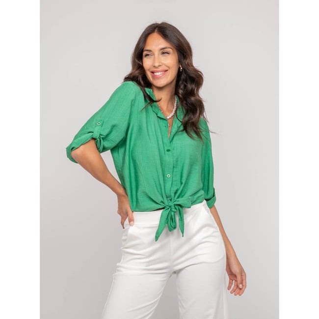Chemise Manches Courtes Nouée Ovelie - DONA LISA