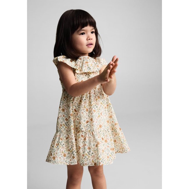 Robe à fleurs écru <span itemprop=