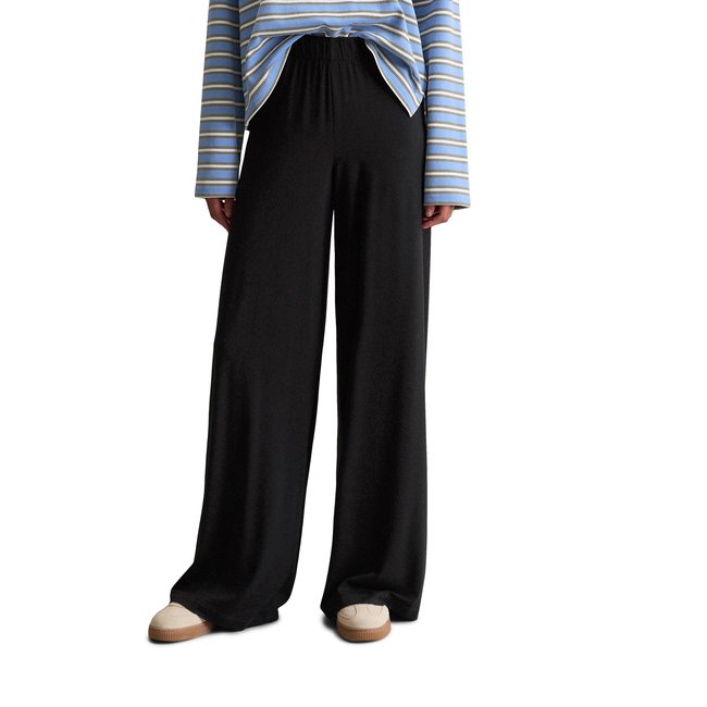 Pantalon en jersey large en LENZING™ ECOVERO™ noir <span itemprop=